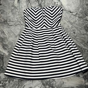 Forever 21 Striped Strapless Skater Dress